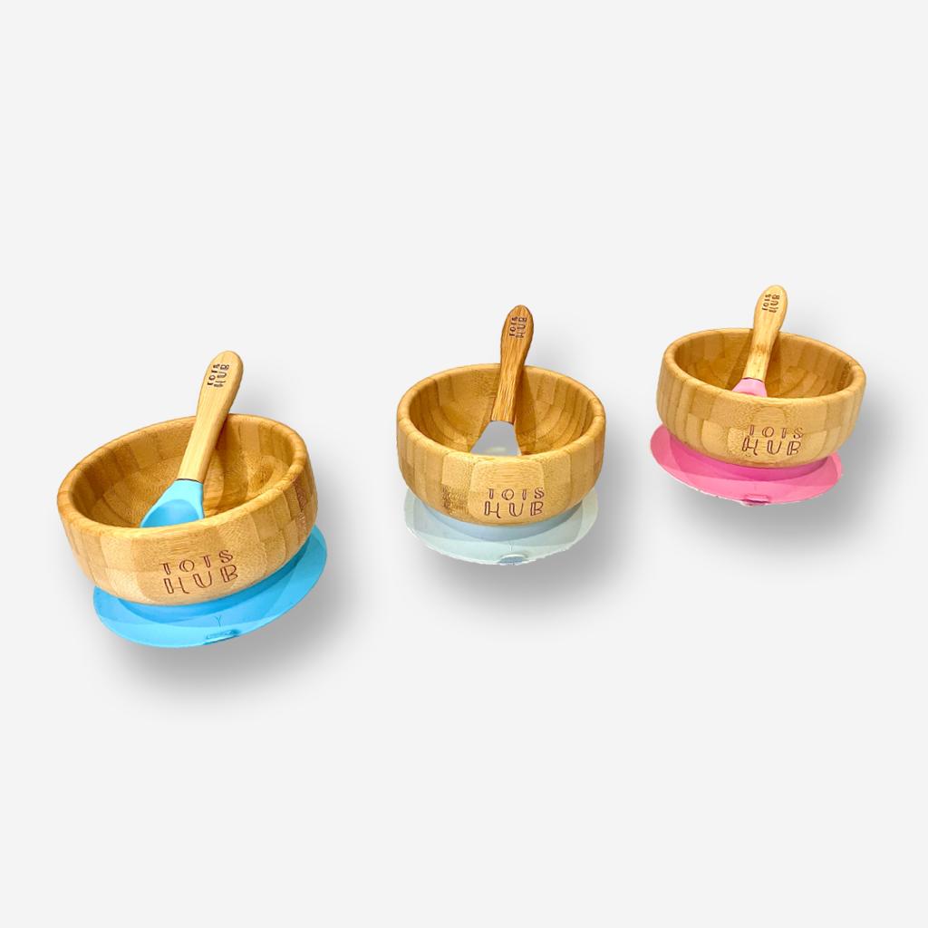 Butterfly Shaped Bamboo Suction Plate & Suction Bowl - Blue