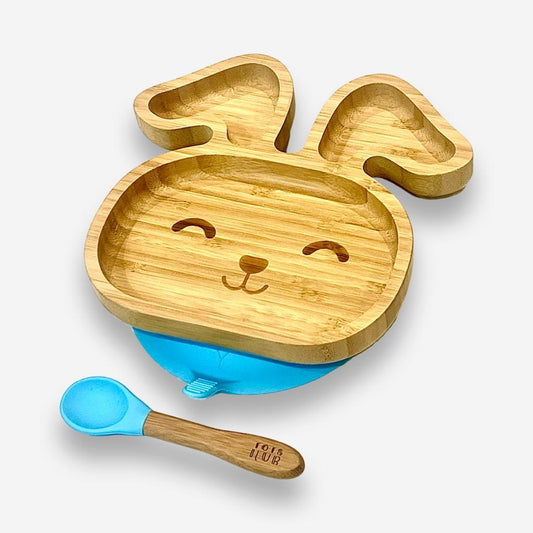 Bunny Shaped Bamboo Suction Plate - Blue